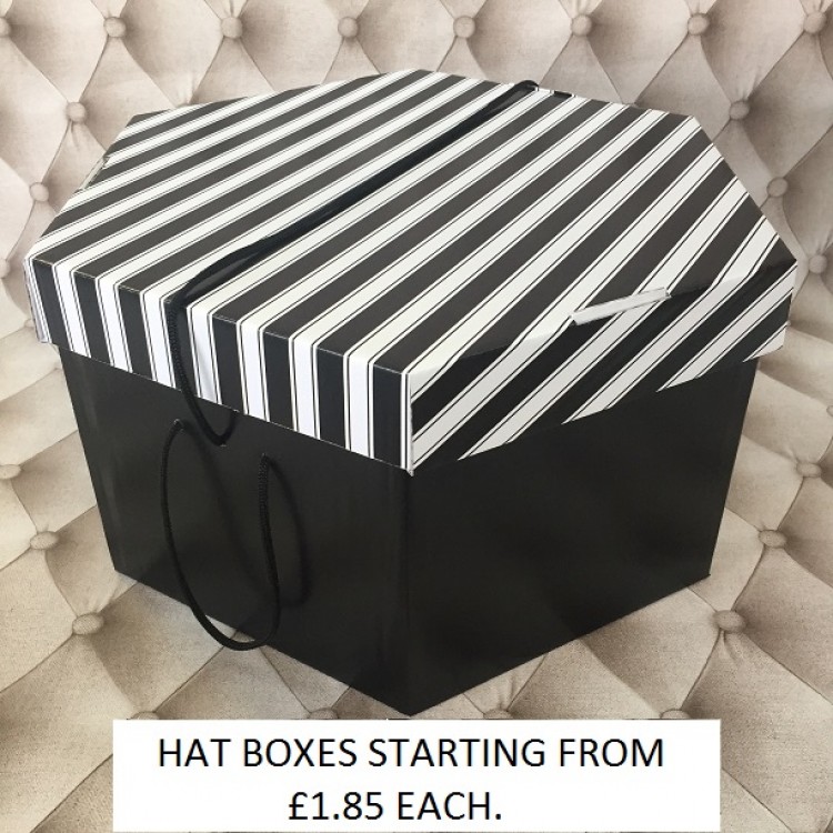 Red Lid Black and White Base Hatboxes