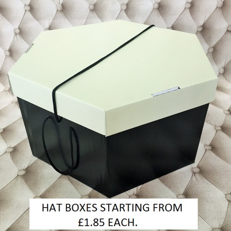 Red Lid Black and White Base Hatboxes
